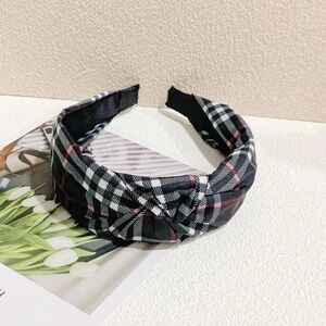 Plaid, Top Knot Headband, Black